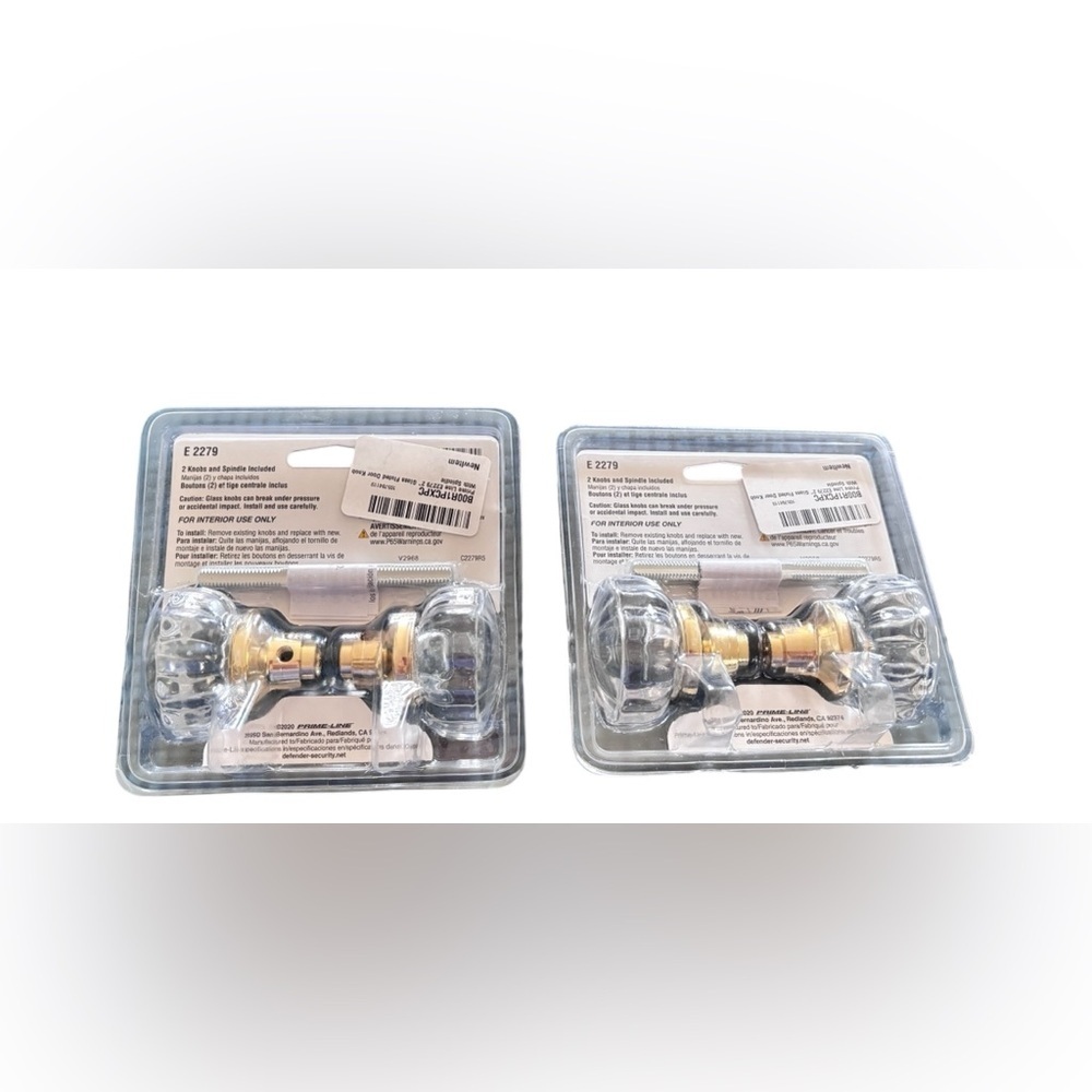 Defender Security Entry Set Of 2 Interior Retro Glass 2” Fluted Door Knobs NIP